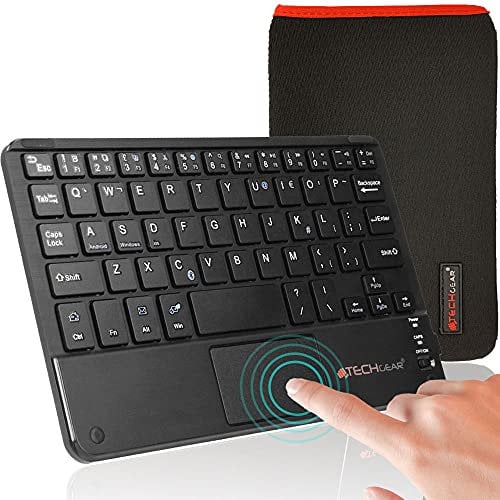 TECHGEAR Active Strike Pro Mini Slim Bluetooth Wireless QWERTY Keyboard with Mouse Touchpad - UK for iPad/Air/Pro (+Carry Case)