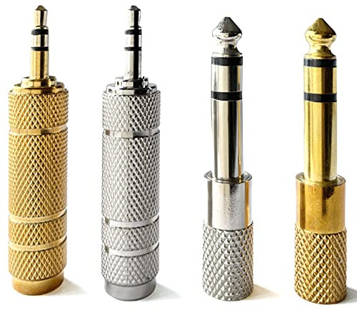XCOZU Headphone Adapter Jack, 4pcs Headphone Jack Converter 6.35 mm (1/4 Inch) Male to 3.5 mm (1/8 Inch) Female, Audio Stereo Plug Adapter 3.5 mm (1/8 Inch) Male to 6.35 mm (1/4 Inch) Female