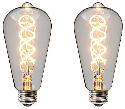 Ruihua 2 Packungen E27 4W Klarglas Doppelt Spiralförmige Flexible Glühbirne ST64 Vintage LED Glühlampe(40W Äquivalent) Warmweiß 2700K 400LM Nicht Dimmbare Retro Edison LED Energiesparlampe