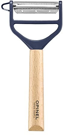 Opinel Schäler T-Duo aus Holz in der Farbe Blau, zum Schälen von Gemüse und Zubereiten von Juliennes, 254619, Einheitsgröße