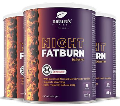 Nature's Finest by Nutrisslim Night Burn Extreme 375g, die Nacht Stoffwechsel Beschleunigen Formel mit Morosil (400 mg), L-Carnitin – Fördert Einschlafhilfe mit Baldrian - Natural, Glutenfrei