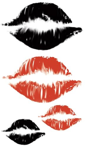 x3 Tatouage Éphémère lèvres - 1 lot de 3 Feuilles de tatouage temporaire | Bras, épaule, cou, cheville, main, jambe | Noir et Rouge | Homme, Femme - TATTOO YOUR STYLE