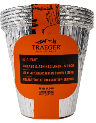 Traeger Grills BAC608 EZ-Clean Fett- und Aschefass 5 Stück Tropf-Eimer-Auskleidung, Aluminium