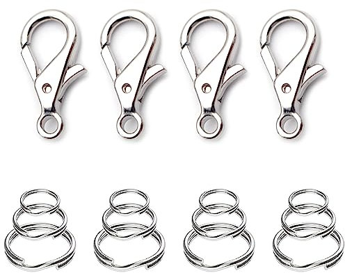 Dog Tag Clips for Collar,with 16Pcs Replaceable Dog ID Name Tag Ring Clip Dog Tag Attachment Clip Pet Tag Quick Clip Clips Rings for Pet Collar Key Ring Clips Accessories (4 Sets)