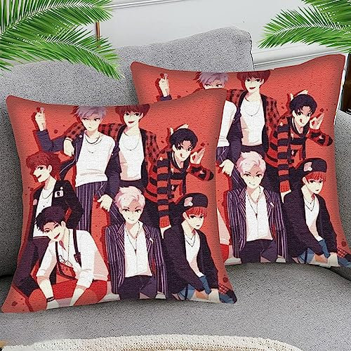 Kissenbezüge 45x45cm Kissenbezug Deko Kissenhülle Kissenbezug BTS Boy sty4 2er Stück Baumwolle und Leinen Kissenhüllen Passend Für Wohnzimmer Garten Kissen Dekor