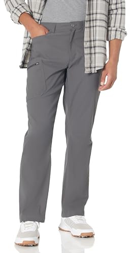 Eddie Bauer Men's Athletic Fit Fixed Waist Active Performance Rainier Pants, Dark Smoke Rainier, 36W x 30L
