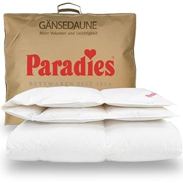 PARADIES Daunendecke 200x200 cm 1.127g - Gabi 90, Ganzjahresdecke mit 100% Baumwolle + RDS-zertifizierten Gänsedaunen/-Federn 90% Daunen + 10% Federn