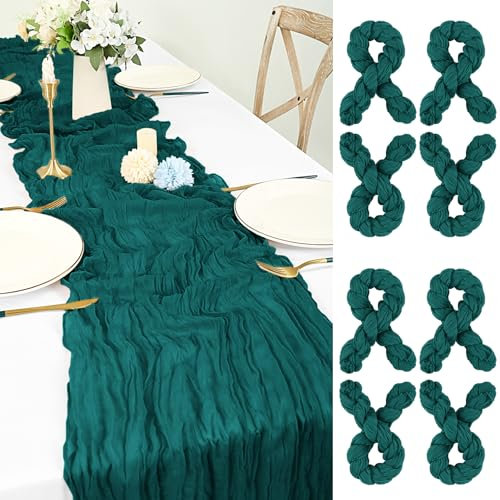 8 Stück Seihtuch Tischläufer Dunkelblau, 55x180 cm Käsetuch Tischläufer Waschbares Gaze-Stoff Boho Cheesecloth Tischläufer Hochzeit Tischdecke für Hochzeit Geburtstags Brautparty Tischdekoration