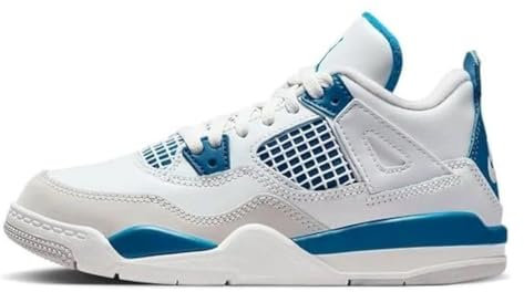 Jordan Ragazzo 4 Retro (Little Kid), Bianco sporco/blu militare, 34 EU