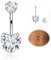 Diamday Piercing Nombril 316L Acier Chirurgical Piercing Nombril Barres 14G CZ Piercing Ventre Anneaux Inverse Nombril Barbell Long Ventre Barres Piercing Nombril Anneau pour Femme 8/10/12/14/16mm