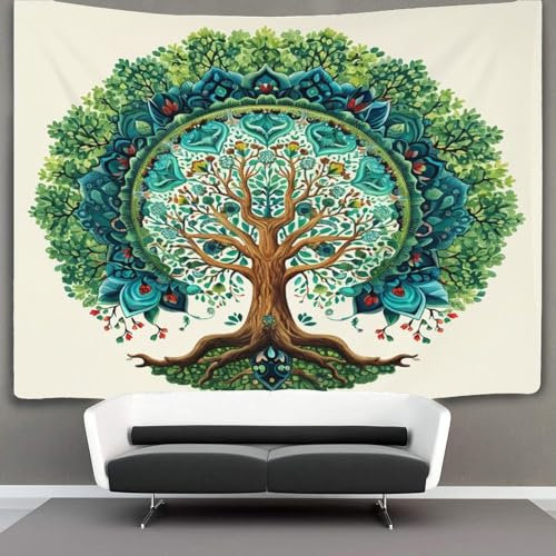 ZBOLI Arbre De La Vie Tapisserie Pour Décoration Murale,Tapisserie Pour Chambre À Coucher,Arbre Ancien Tapisseries Tentures Murales Pour Salon 180cmx230cm