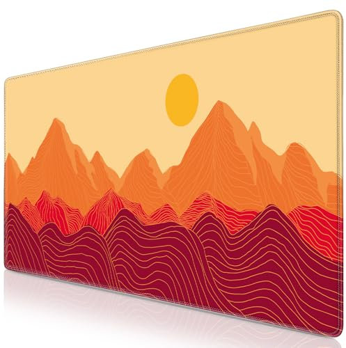 Abetcabe Gaming Mouse Pad, Large Mouse Mat XXL 35.4×15.7 inch, Golden Mountain Extended Mousepad with Non-Slip Rubber Water-Resistant surface for Home Office Gaming Room