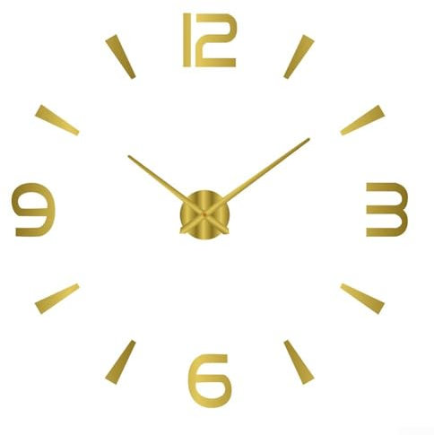 Moderno reloj de pared con espejo grande, adhesivo 3D para oficina, hogar, tienda, decoración artística (dorado)