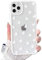 NITITOP Compatible with iPhone 11 Pro Case Cute Clear White Durable Love Heart Pattern for Girls Women Soft TPU Transparent Colourful Frame Full Camera Lens Shockproof Protective Cover - White