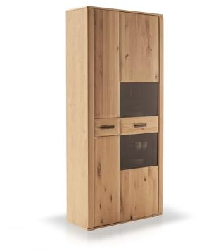 ASKARO Kombi-Vitrine, Material Teilmassiv, Balkeneiche geölt