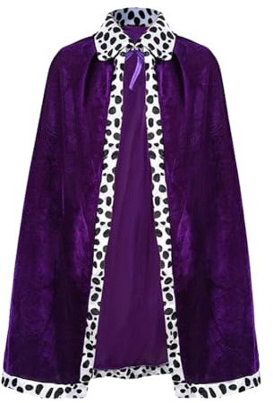 kkrrammii Cape de reine royale pour adulte, cape de 129,5 cm, robe de carnaval pour Halloween, Noël, cosplay, performance sur scène, accessoires de fête de conte de fées, bleu, violet, rouge