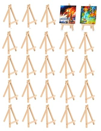 25 Stück Mini Staffelei, Kleine Tischstaffelei für Fotos und Karten | Aus natürlichem , ideal für Hochzeiten, Tischdekoration, Fotos, Visitenkarten, kleine Leinwände und DIY-Kunstprojekte