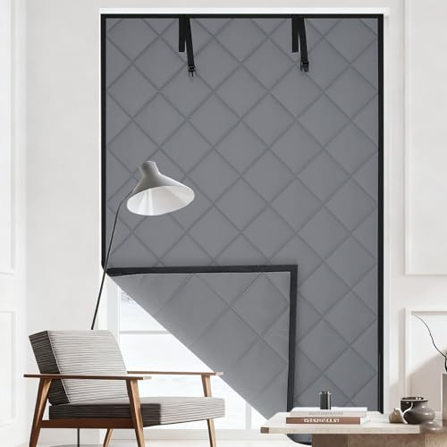 Thermo Vorhang Wohnmobil Isolierung Winter Wärmeschutz Verdunkelung Geräuschdämpfend Einfach Montage Mit Klettband Und Nägeln(Grau,81x140cm)