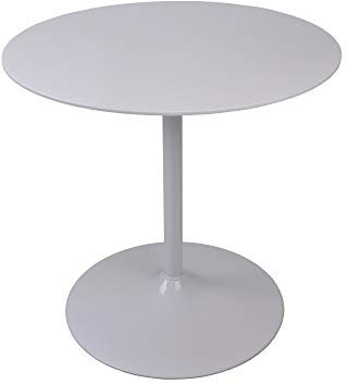 SalesFever Esstisch rund BISTAR | Durchmesser 80 cm | Bistro-Tisch Hochglanz weiß | Tischplatte MDF | Gestell Metall | stilvolles Design