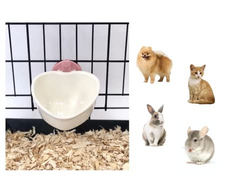 Choco Nose Patented Removable Heart Shaped Food Bowl for Dogs/Puppies/Rabbits/Cats/Guinea Pigs/Chinchillas/Birds -Water Dish for Small Pets or Animals - For Wire Cages or Crates 8 oz, Pink (C607)