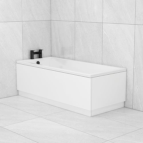 1700 x 750mm Designer Single Ended Bathtub Acrylic Square Bathroom Square White Soaking Bath Tub - Cesar