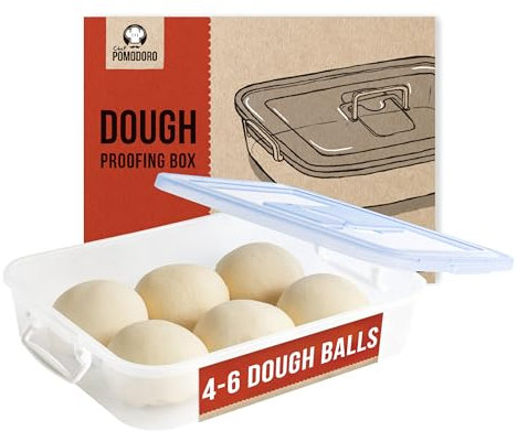 Chef Pomodoro Caja con Tapa para Fermentar Bolas de Masa de Pizza, Contenedor Plástico, Caja Transparente con Práctica Asa de Transporte (Azul, 35,6 x 27,9 cm)