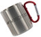Crealuxe Edelstahltasse mit Karabiner '# Wunschtext' Tasse personalisiert, Kaffeetasse, Bürotasse, Metalltasse mit Name, Gravur