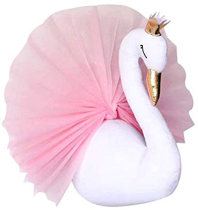 Yicare Wanddeko Kinderzimmer Kleine Schwan mit Gaze Kleid Wand Hanging Ornament Kinderzimmer Dekor Tierkopf Für Kinderzimmer Wanddeko Tierkopf Für Kinderzimmer
