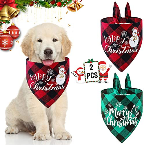 Haustier Bandanas 2 Stück, Dreieckstuch, Haustier Dreieck Lätzchen, Halstuch Einstellbare für Hunde Katze, Weihnachten Hund Bandanas, Weihnachten Haustier Halstuch Deko, Christmas Pet Bandana