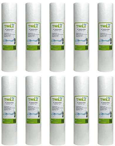 10x TWaLa Sediment Vorfilter Grobfilter 10 Zoll Wasserfilter 1 µm für Umkehrosmose, Hauswasseranlagen, Brunnenwasser zur Entfernung von Rostbelastung, Trübung und Schwebeteilchen Polypropylen