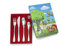 Brillibrum Design Kinderbesteck 4er Set aus Edelstahl Spühlmaschinenfest mit Namen Besteck mit Motiven Kinder Besteck Set (Gravur bis 10 Zeichen, Haustier)
