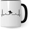Tasse Snowboard, Snowboard Geschenke, Kaffeetasse mit Snowboarder Herzschlag Motiv, Kaffee-Becher Snowboarding Geschenkidee