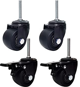 Schwerlastrollen M12 x 60mm Gewinde M16 x 60mm Lange Schrauben 3 Zoll 75mm Universal- Schwenkbar Lenkrollen Mit Bremse Industriell Transportrollen 1000 Kg Belastung Für Werkbank Schafott (4 Stück)