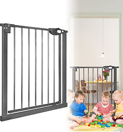 LARS360 Treppenschutzgitter ohne Bohren, Türschutzgitter Einhändiges Öffnen& Auto-Close Treppengitter Metall Treppengitter für Baby und Haustiere, 75-85cm, Schwarz