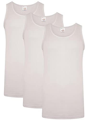 Keanu Mens Thermal Vests - Pack of 3 - Winter Warm Brushed Underwear Sleeveless Vest Baselayer - Sizes S M L XL 2XL (White, 2XL)