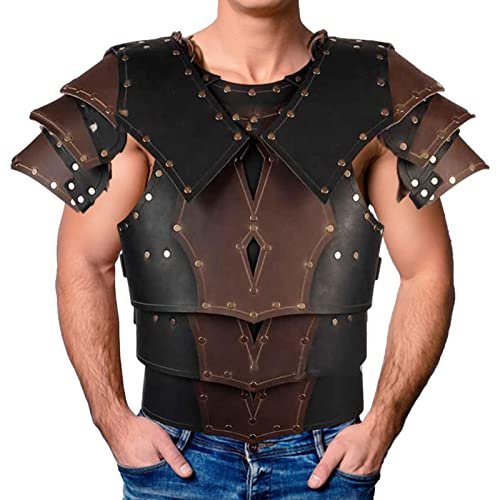 cottonwood Wikinger-Krieger-Rüstungskostü für Herren - Mittelalterliche Deluxe-Rüstung,Krieger Brustpanzer Schulterweste Mittelalterliche Wikinger Brustplatte Cosplay Halloween
