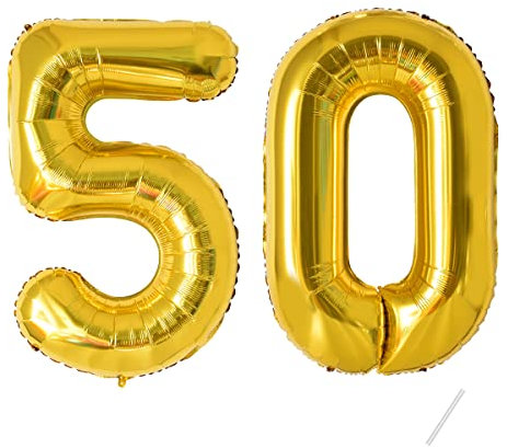 50 Geburtstag Deko zahlen luftballon 50 jahre | Folienballon Gold- für 50. Geburtstagsdeko Männer Frauen Ballon Zahl Deko zum Geburtstag fliegt mit Helium 50.Geburtstagsparty 40-101cm