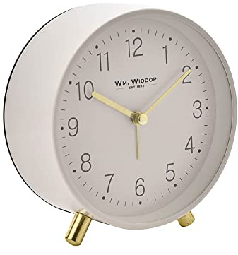 Widdop Alarm Clock Arabic Dial with Metal Feet, Light & Snooze Function (White)