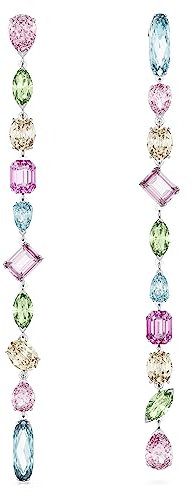 Swarovski Gema Kreolen, Rhodinierte, Ohrringe mit Rosafarbenen Swarovski Kristallen