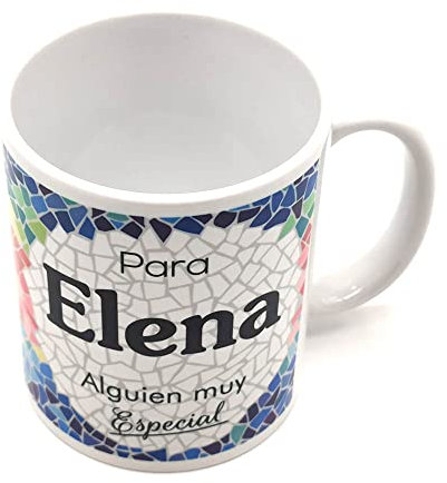 PLUS HOME Taza personalizada con nombre. Regalos personalizados con nombre y texto. Tazas con frases originales.ELENA