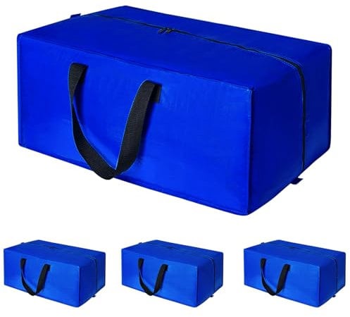 110L 3 Pack Extra Large Storage Bags, Thickened Waterproof Large Storage Bags, Durable Material Zippered Handle Mobile Bags for Moving, Outdoor Travel, Daily Storage, Holiday Decoration Storage -Blue