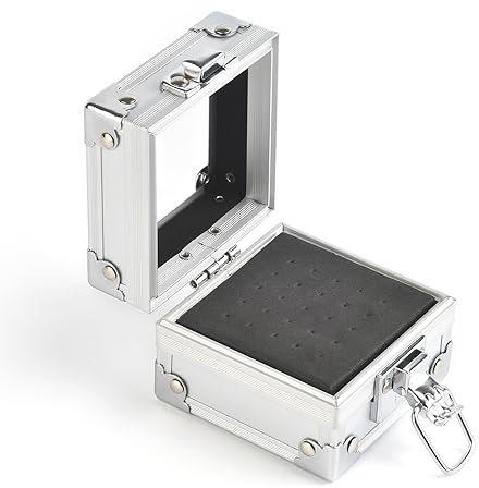 KADS Caja de almacenamiento de aluminio para brocas de uñas, 25 agujeros, soporte para brocas de uñas, expositor, organizador de brocas de uñas E-file para arte de uñas (plateado)