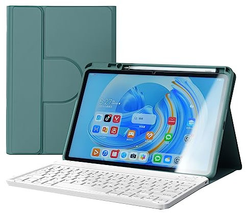 GYSDCAZ Funda de teclado para Huawei Matepad 11.5 2023, teclado español, funda magnética giratoria de 360° con soporte para lápices, teclado Bluetooth desmontable, verde