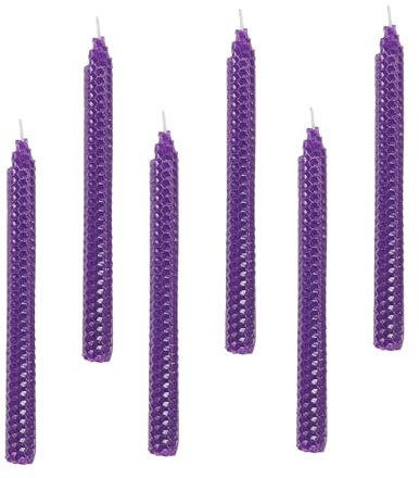 XIANGZHU Set of 6 Violet deep Taper Candles, Beeswax Candles in 9 inch Elegant Unscented Candlestick, Smokeless Candlesticks Perfect for Dinner, Party, Wedding or Décor
