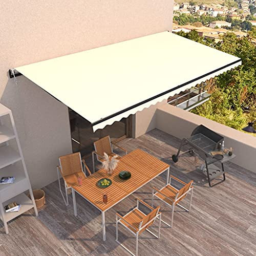 Festnight Toldo Motorizado 600 x 350 cm, Toldo Eléctrico y Manual Retráctil, Toldo Articulado Eléctrico con Mando a Distancia, Toldo Brazo Extensible para Terraza, Jardín, Crema