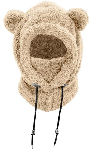 NLAND Balaclava barn halsduk mössa baby flicka pojke vinter varm öronskydd söta hattar med huva termisk vindtät multifunktionell huva för 3–8 år, kaki, Ett Storlek