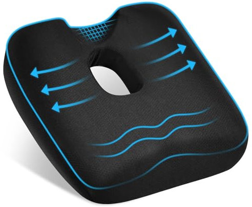 Ainiv Gedächtnisschaum-Sitzkissen mit Wissenschaftlichem Loch & U-förmigem Design, Ergonomisches Sitzkissen, Bequemer Sitzring für Bürostühle, Autositz, Rollstuhl, Hautfreundlich, Bequeme Sitzhaltung