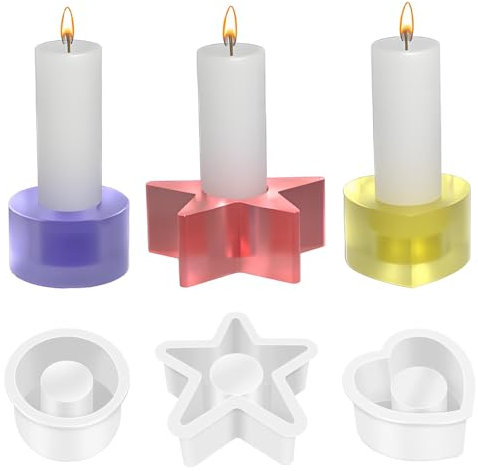 3 Stück Silikonformen für Kerzenhalter - Weihnachtsdeko und DIY Handwerk