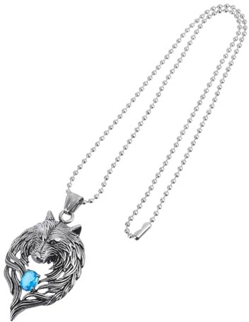 VALICLUD Kettenanhänger modeschmuck men's necklaces Zarter Schmuck mens jewellery Gold Herz Perlen Bogen Mann Halsschmuck Halskette aus Edelstahl Wolf-Halskette Rostfreier Stahl