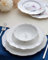 Vajilla elegante de porcelana de 24 piezas para 6 personas, color blanco con estampado floral y borde dorado